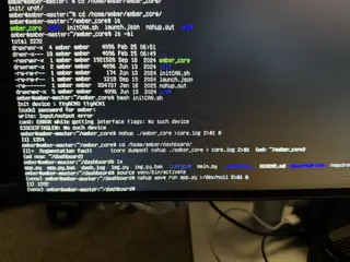 Close-up of terminal output and command lines filling a computer monitor.