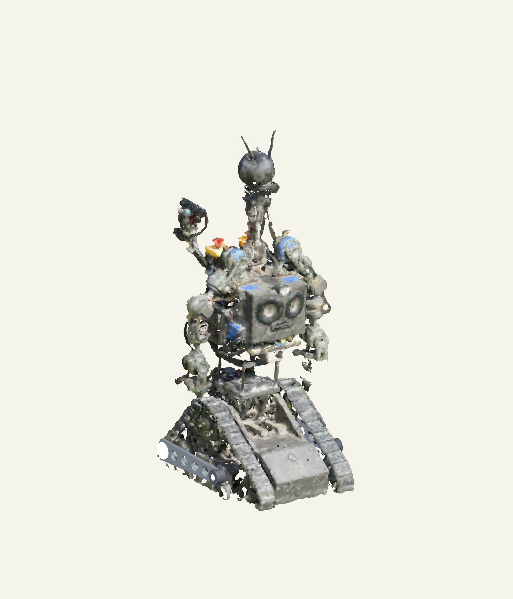 ROB’s actual 3D scan viewed from above its front right corner, with the right-shoulder laser visible on the left side of the picture.